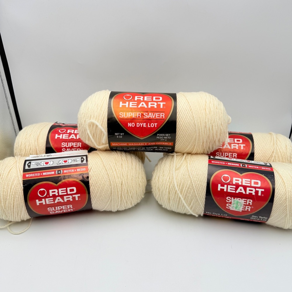 Red Heart Super Saver Yarn 4 Skeins Aran 0313 Worsted Medium 4 Acrylic 8oz Each